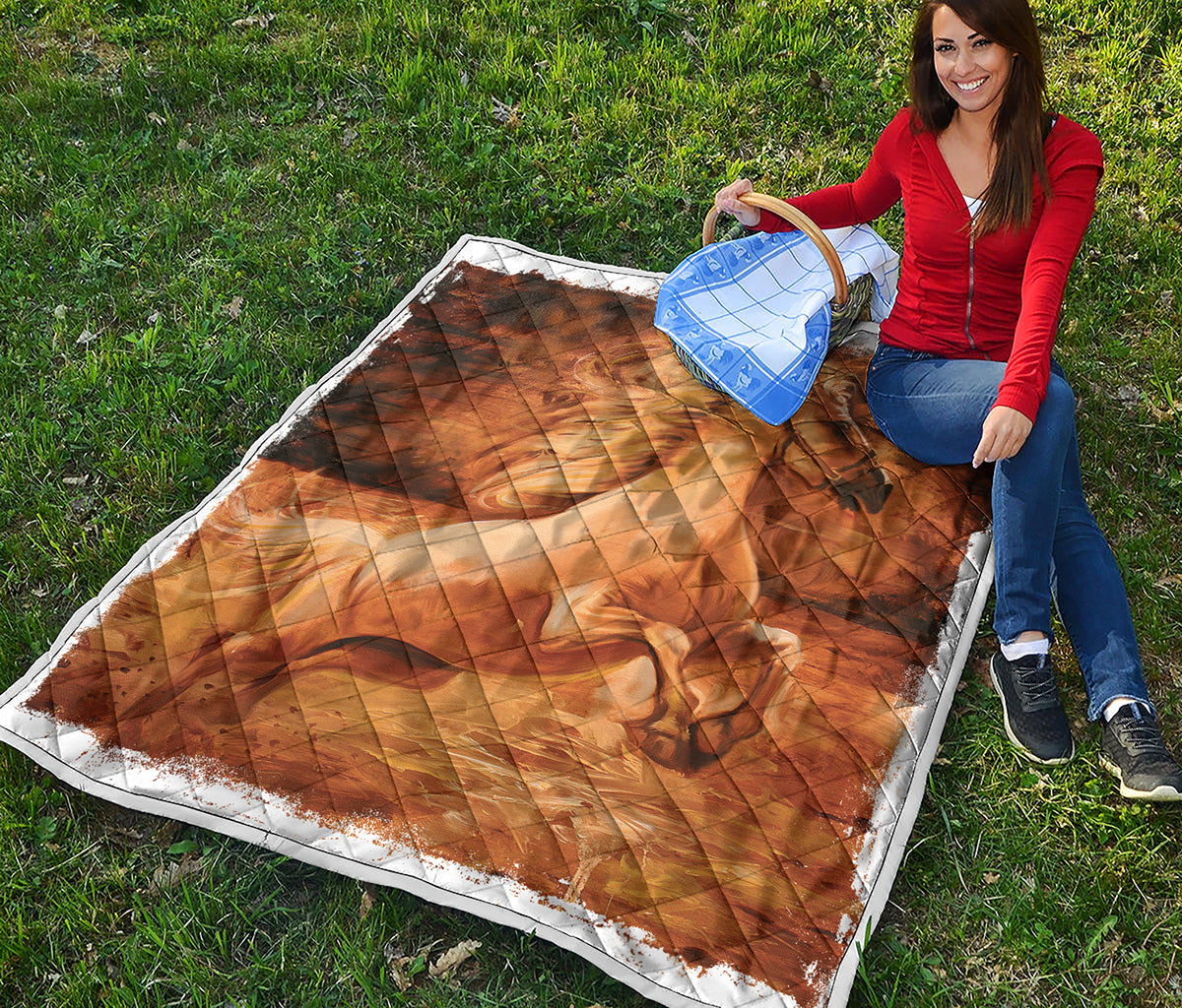 Vintage Horse Painting Print Quilt