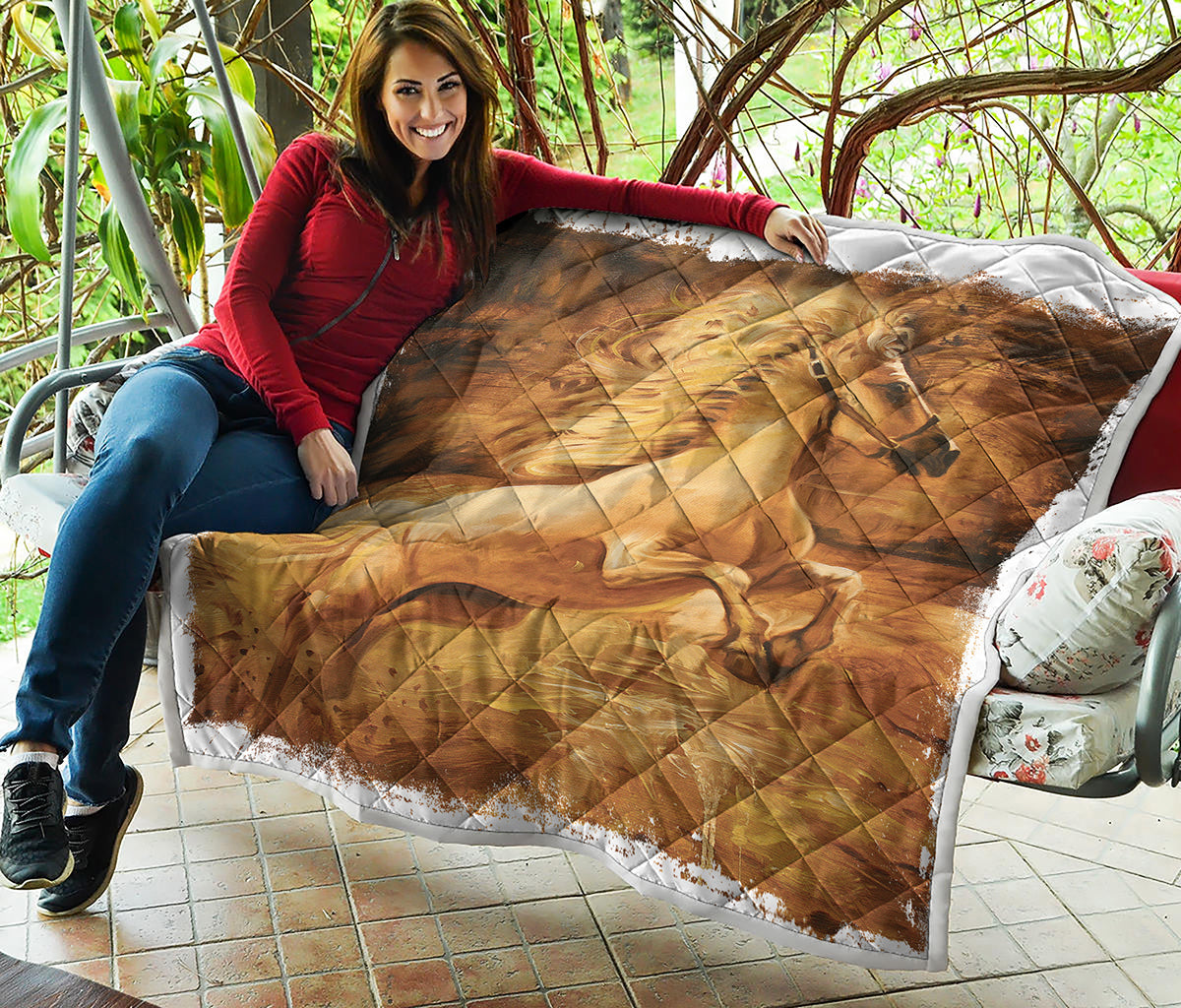 Vintage Horse Painting Print Quilt