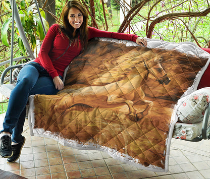 Vintage Horse Painting Print Quilt