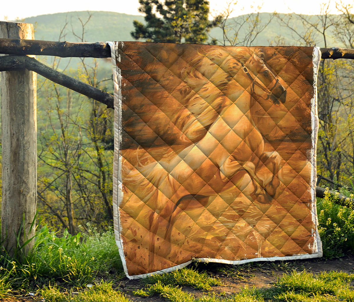 Vintage Horse Painting Print Quilt