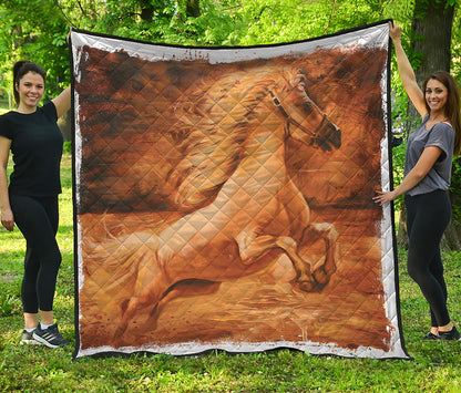 Vintage Horse Painting Print Quilt