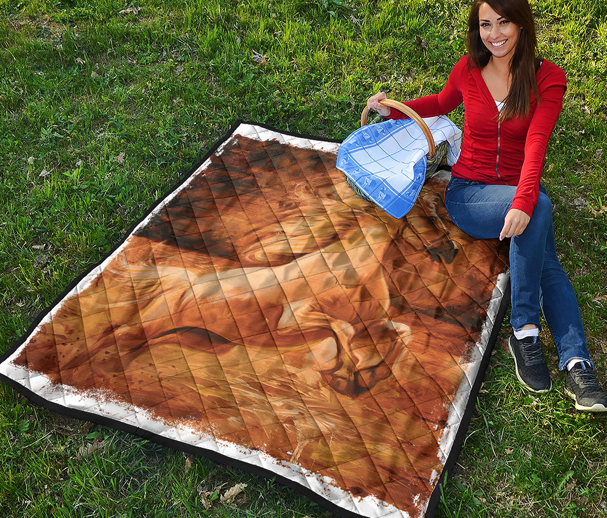 Vintage Horse Painting Print Quilt