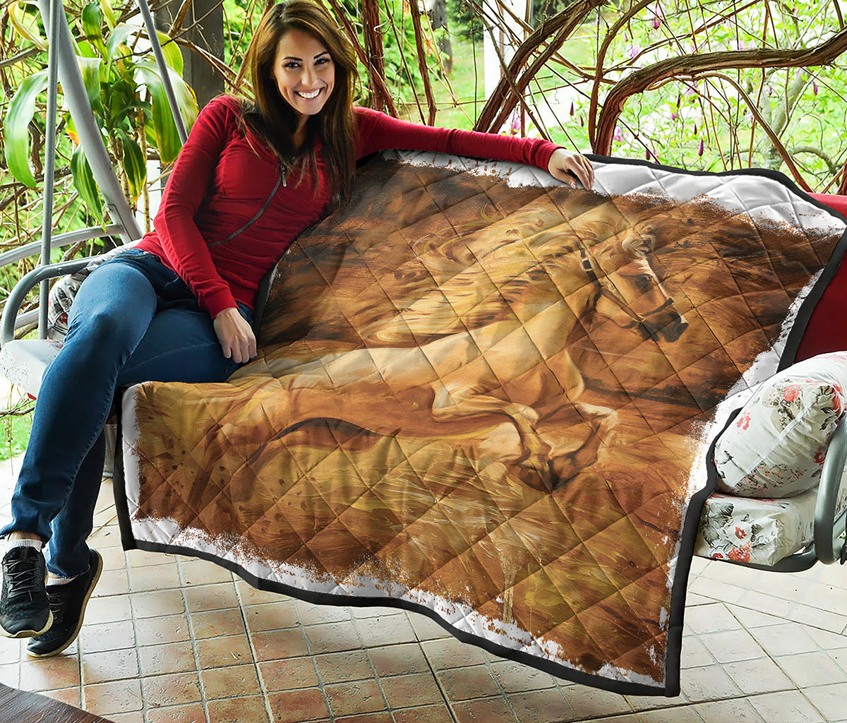 Vintage Horse Painting Print Quilt