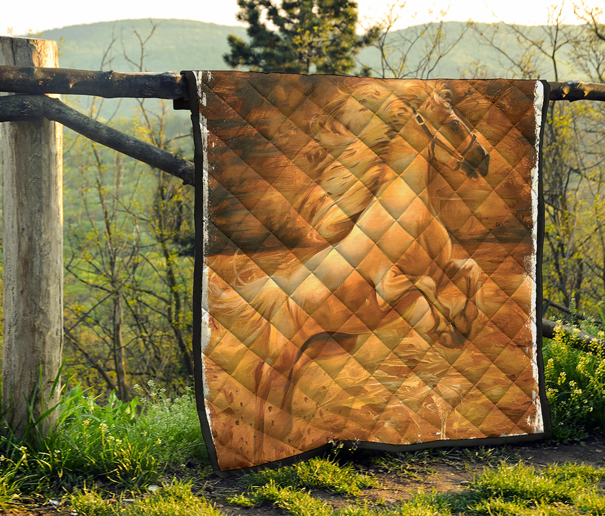 Vintage Horse Painting Print Quilt