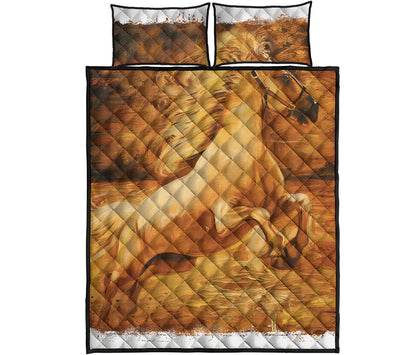 Vintage Horse Painting Print Quilt Bed Set