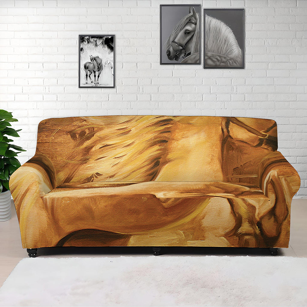 Vintage Horse Painting Print Sofa Cover