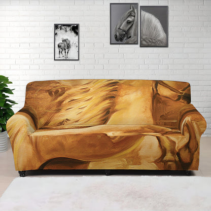 Vintage Horse Painting Print Sofa Cover
