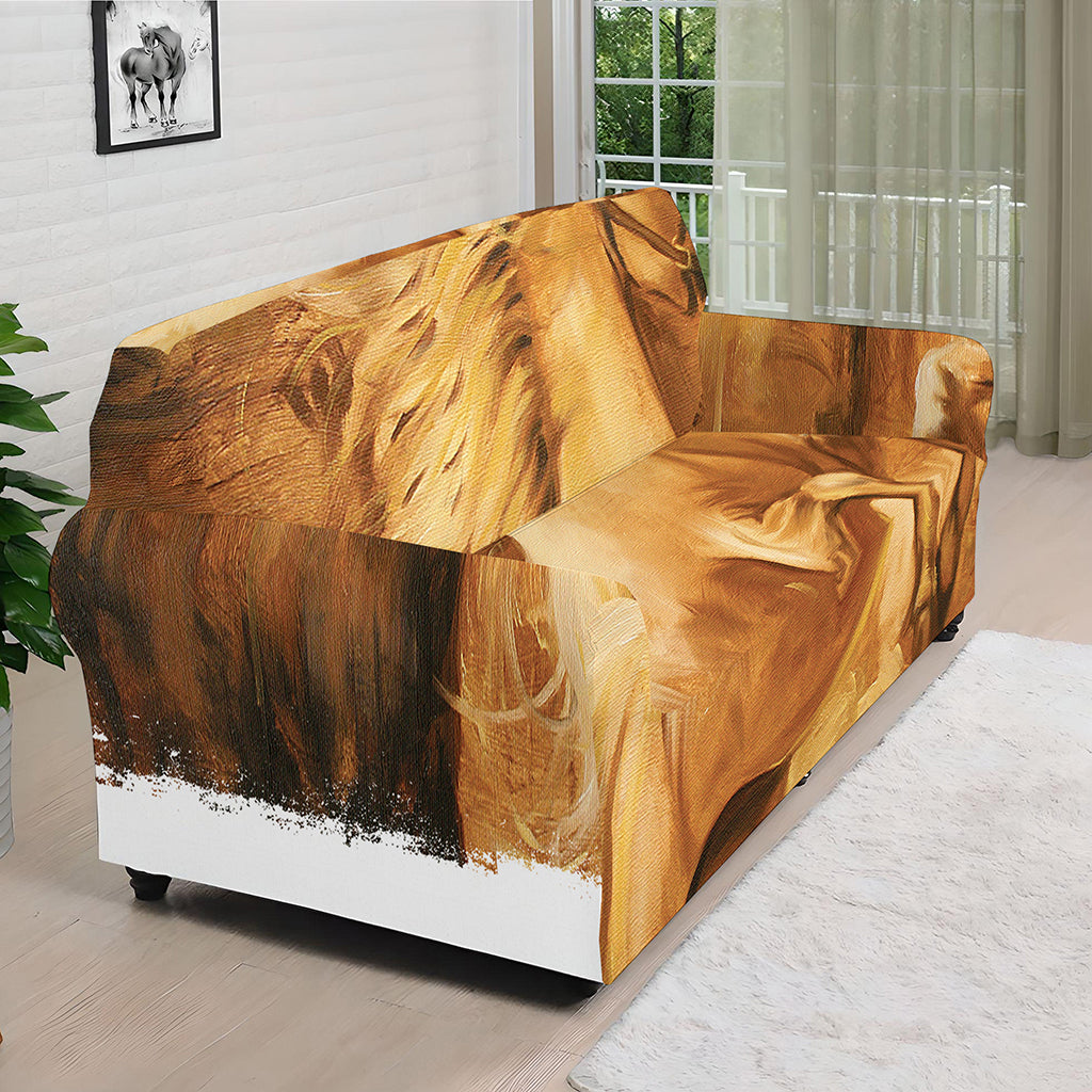 Vintage Horse Painting Print Sofa Cover
