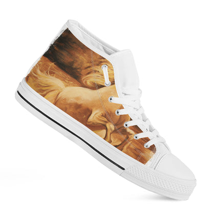 Vintage Horse Painting Print White High Top Shoes