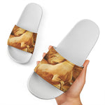 Vintage Horse Painting Print White Slide Sandals