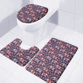 Vintage Indian Elephant Pattern Print 3 Piece Bath Mat Set