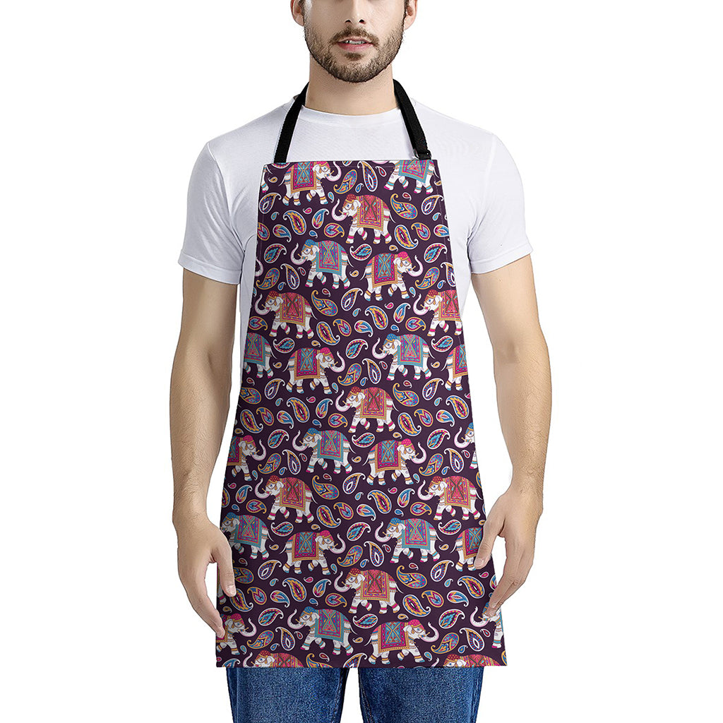 Vintage Indian Elephant Pattern Print Apron