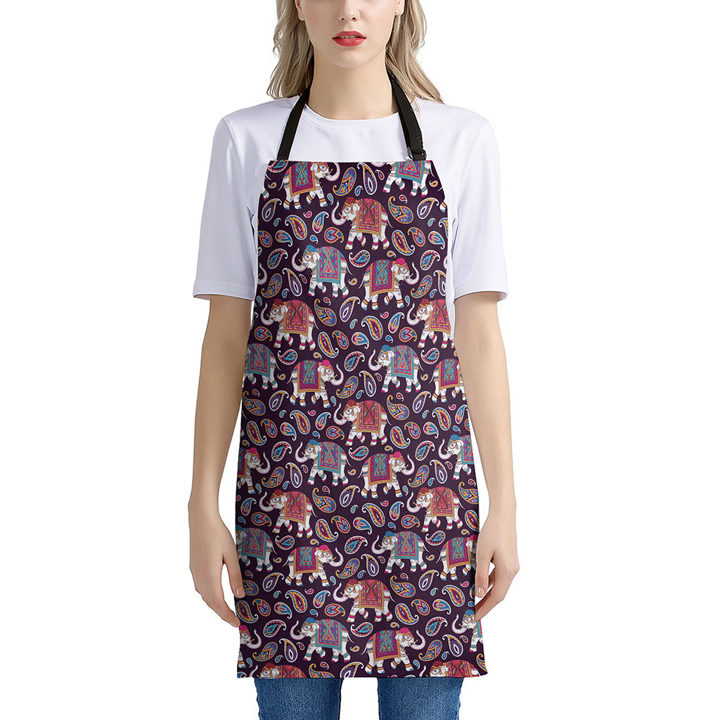 Vintage Indian Elephant Pattern Print Apron
