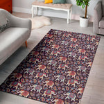 Vintage Indian Elephant Pattern Print Area Rug
