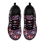 Vintage Indian Elephant Pattern Print Black Sneakers