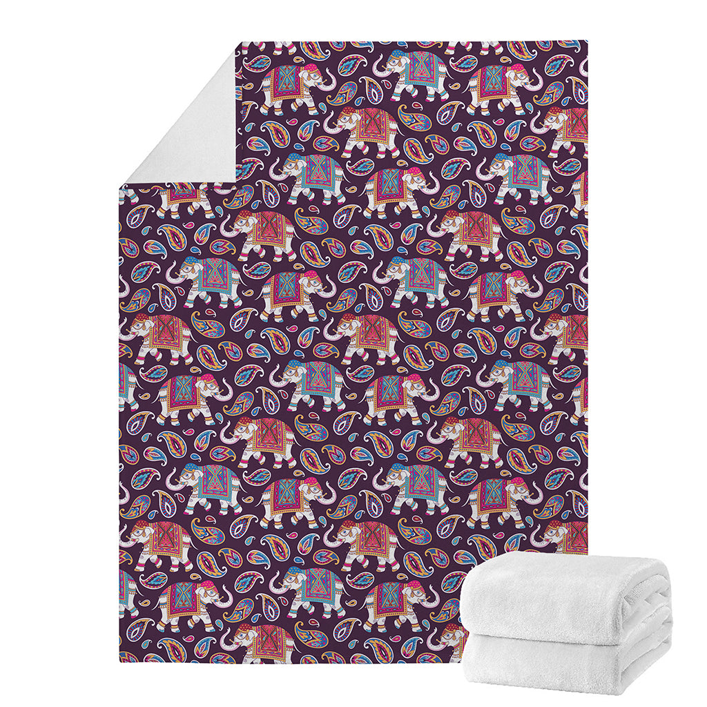 Vintage Indian Elephant Pattern Print Blanket