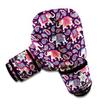 Vintage Indian Elephant Pattern Print Boxing Gloves