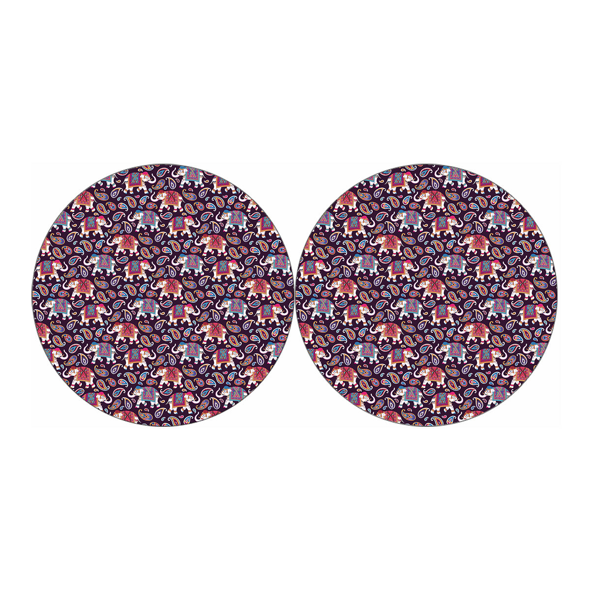 Vintage Indian Elephant Pattern Print Car Coasters