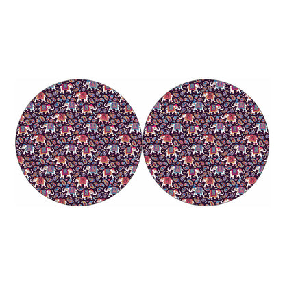 Vintage Indian Elephant Pattern Print Car Coasters