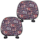 Vintage Indian Elephant Pattern Print Car Headrest Covers
