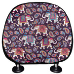 Vintage Indian Elephant Pattern Print Car Headrest Covers