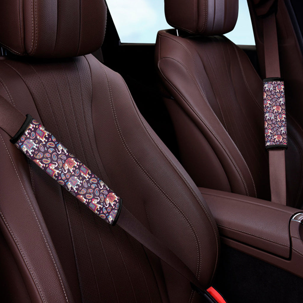 Vintage Indian Elephant Pattern Print Car Seat Belt Covers