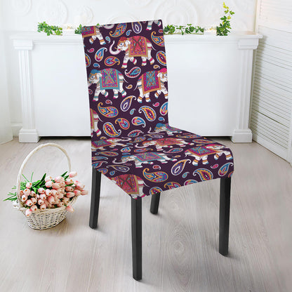 Vintage Indian Elephant Pattern Print Dining Chair Slipcover