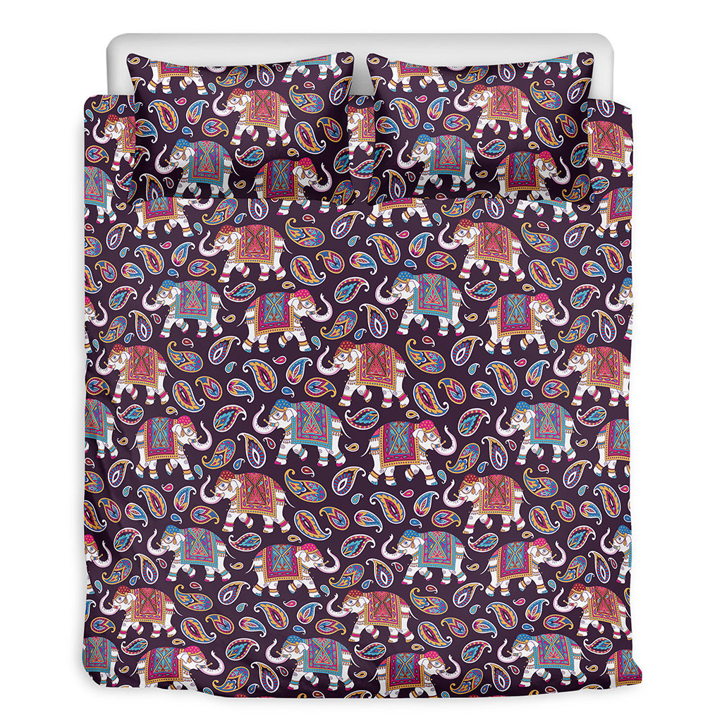 Vintage Indian Elephant Pattern Print Duvet Cover Bedding Set
