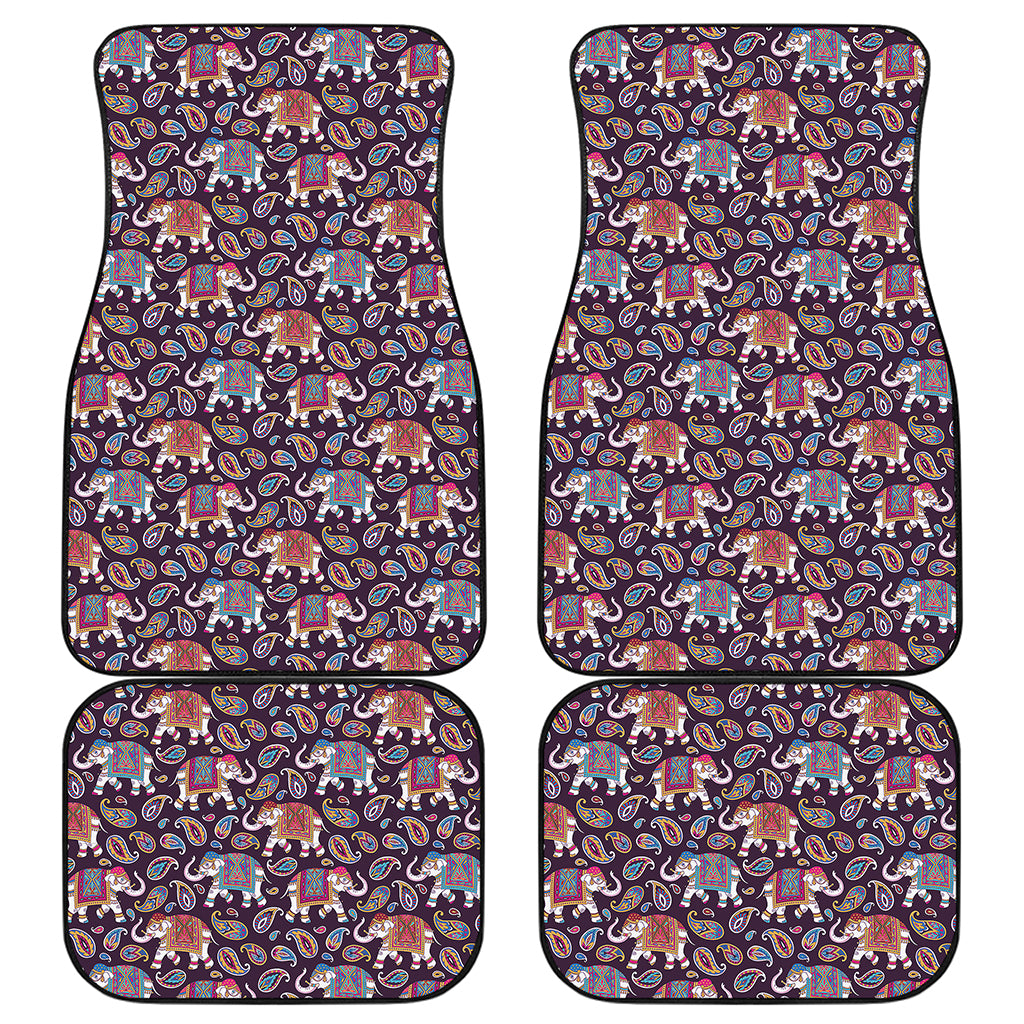 Vintage Indian Elephant Pattern Print Front and Back Car Floor Mats
