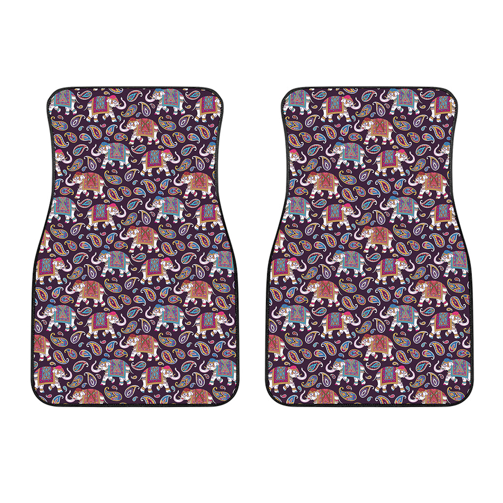 Vintage Indian Elephant Pattern Print Front Car Floor Mats