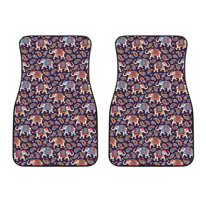 Vintage Indian Elephant Pattern Print Front Car Floor Mats