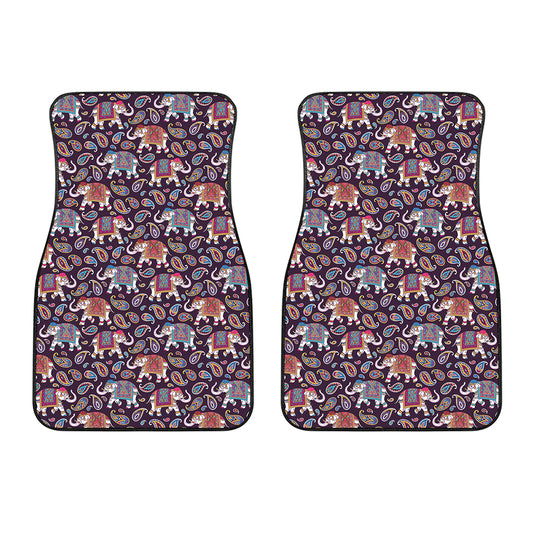 Vintage Indian Elephant Pattern Print Front Car Floor Mats