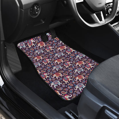 Vintage Indian Elephant Pattern Print Front Car Floor Mats
