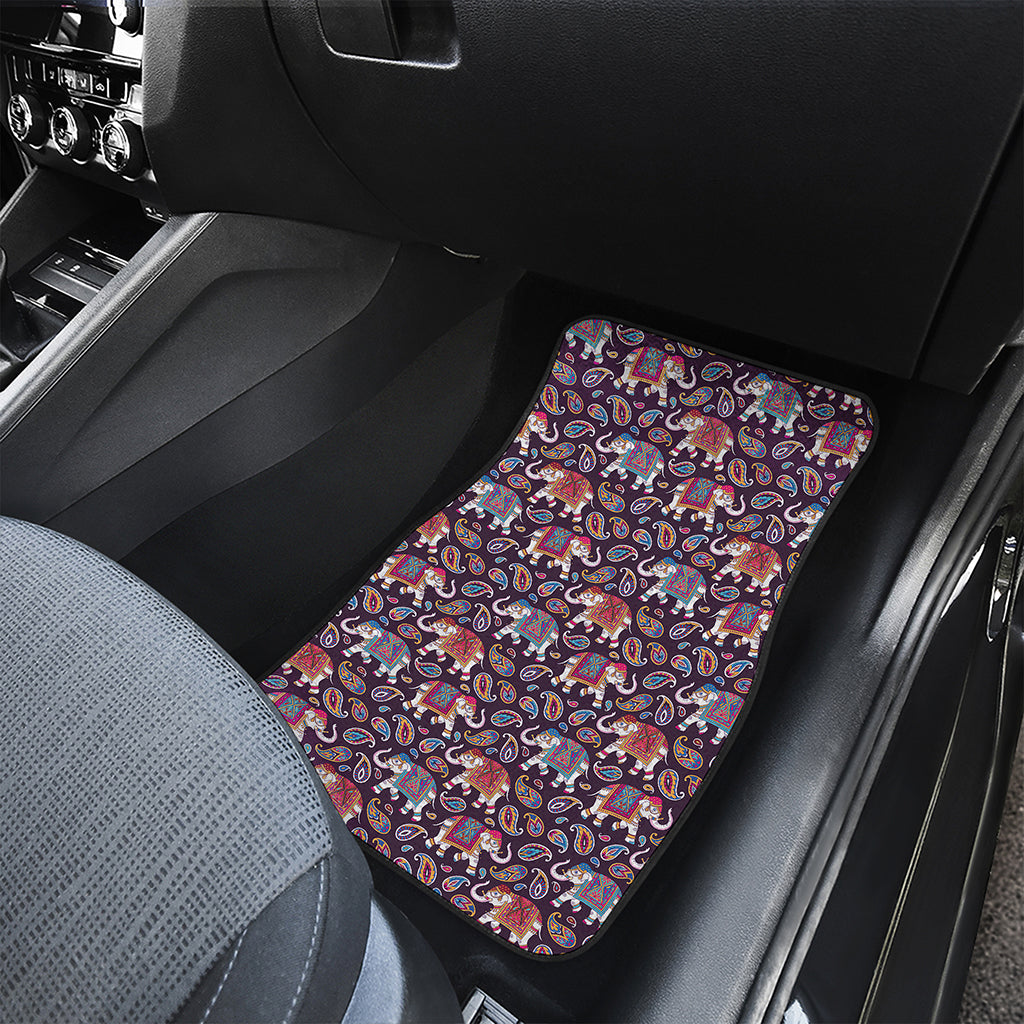 Vintage Indian Elephant Pattern Print Front Car Floor Mats