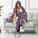 Vintage Indian Elephant Pattern Print Hooded Blanket