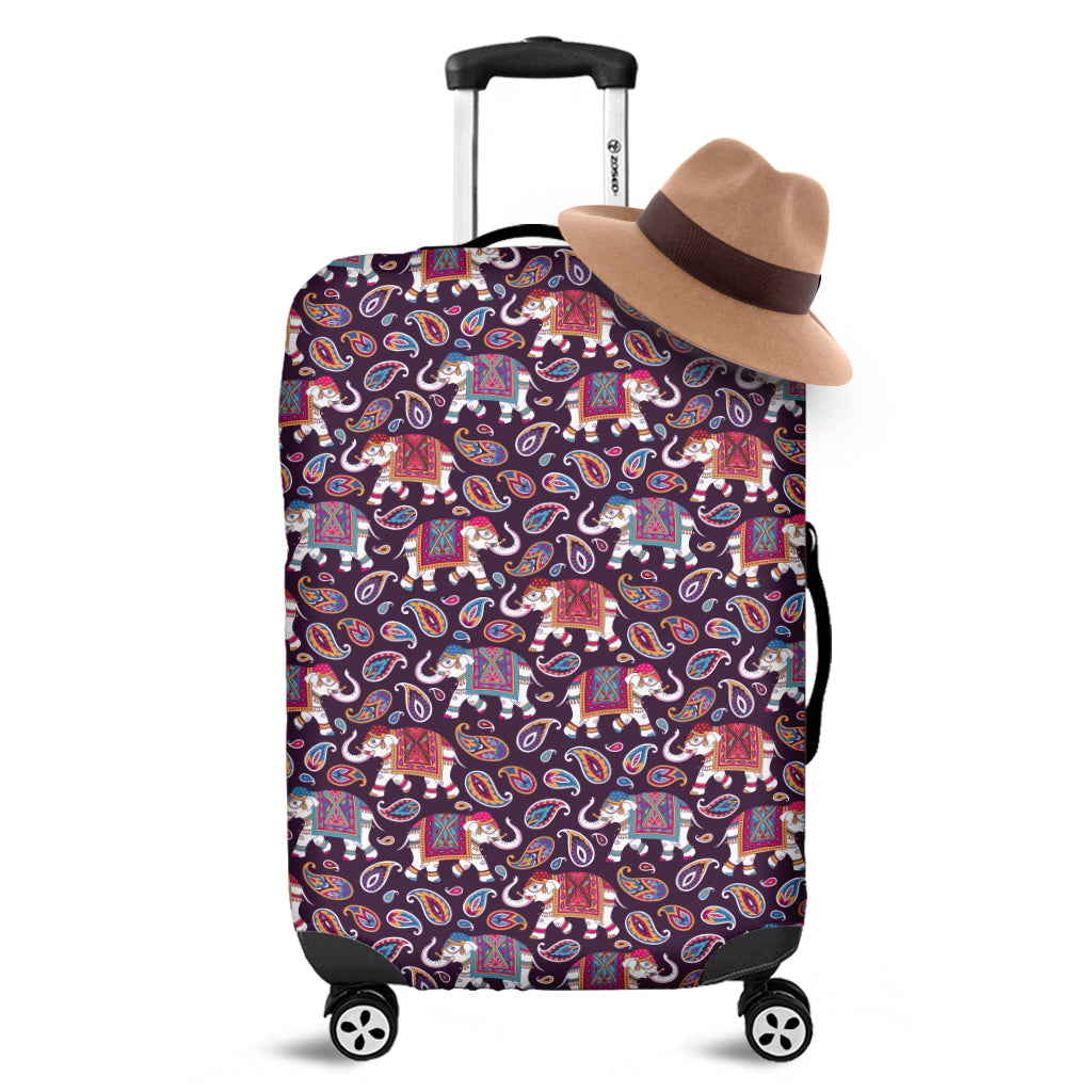 Vintage Indian Elephant Pattern Print Luggage Cover