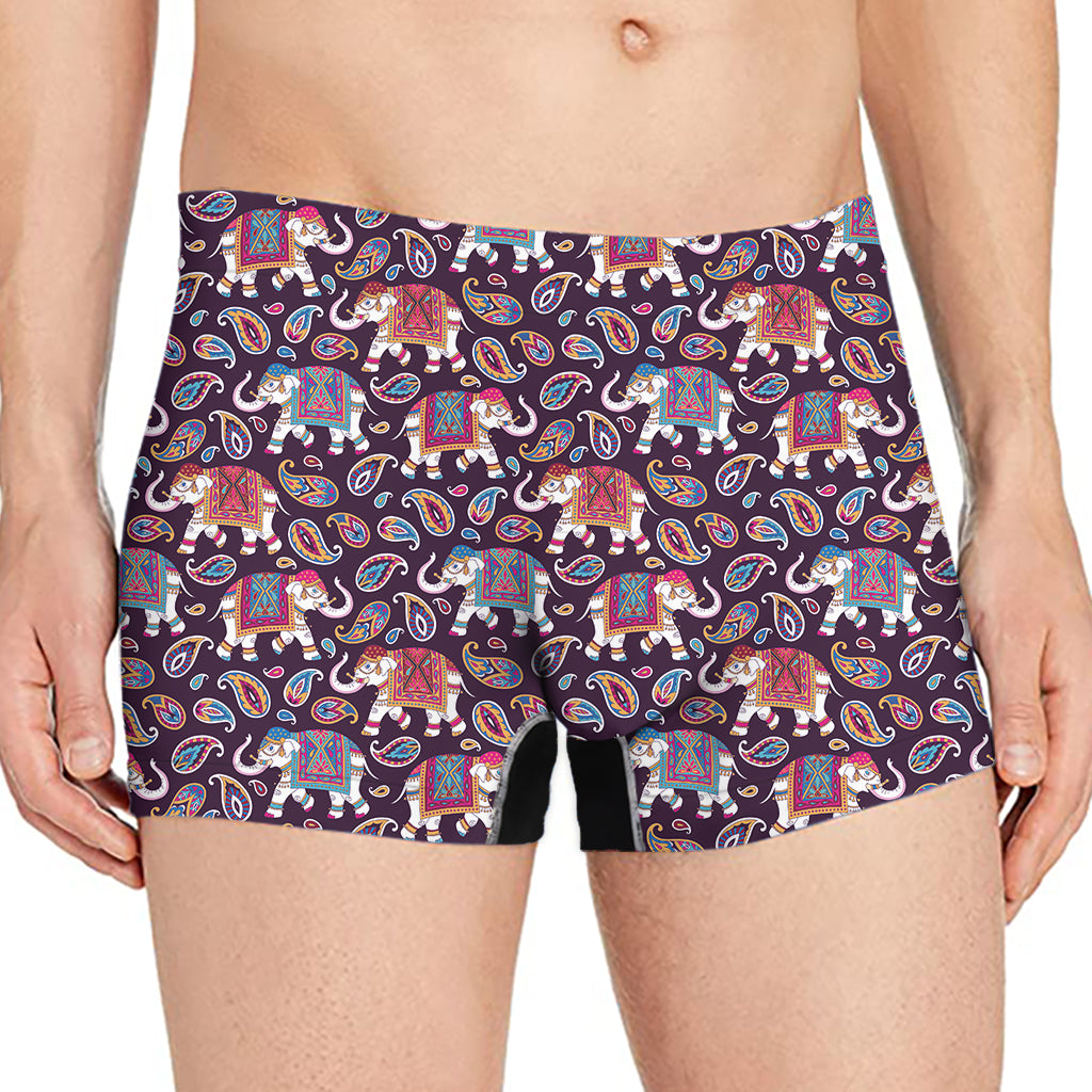 Vintage Indian Elephant Pattern Print Men's Boxer Briefs