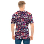 Vintage Indian Elephant Pattern Print Men's T-Shirt