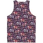 Vintage Indian Elephant Pattern Print Men's Tank Top