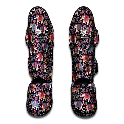 Vintage Indian Elephant Pattern Print Muay Thai Shin Guard