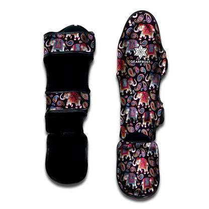Vintage Indian Elephant Pattern Print Muay Thai Shin Guard