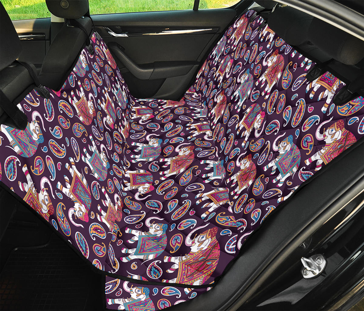 Vintage Indian Elephant Pattern Print Pet Car Back Seat Cover