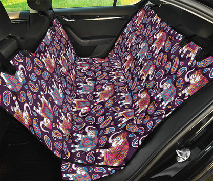 Vintage Indian Elephant Pattern Print Pet Car Back Seat Cover