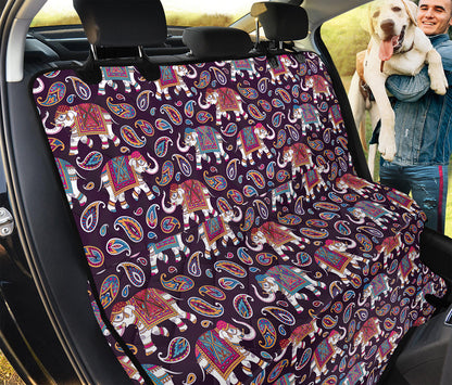 Vintage Indian Elephant Pattern Print Pet Car Back Seat Cover