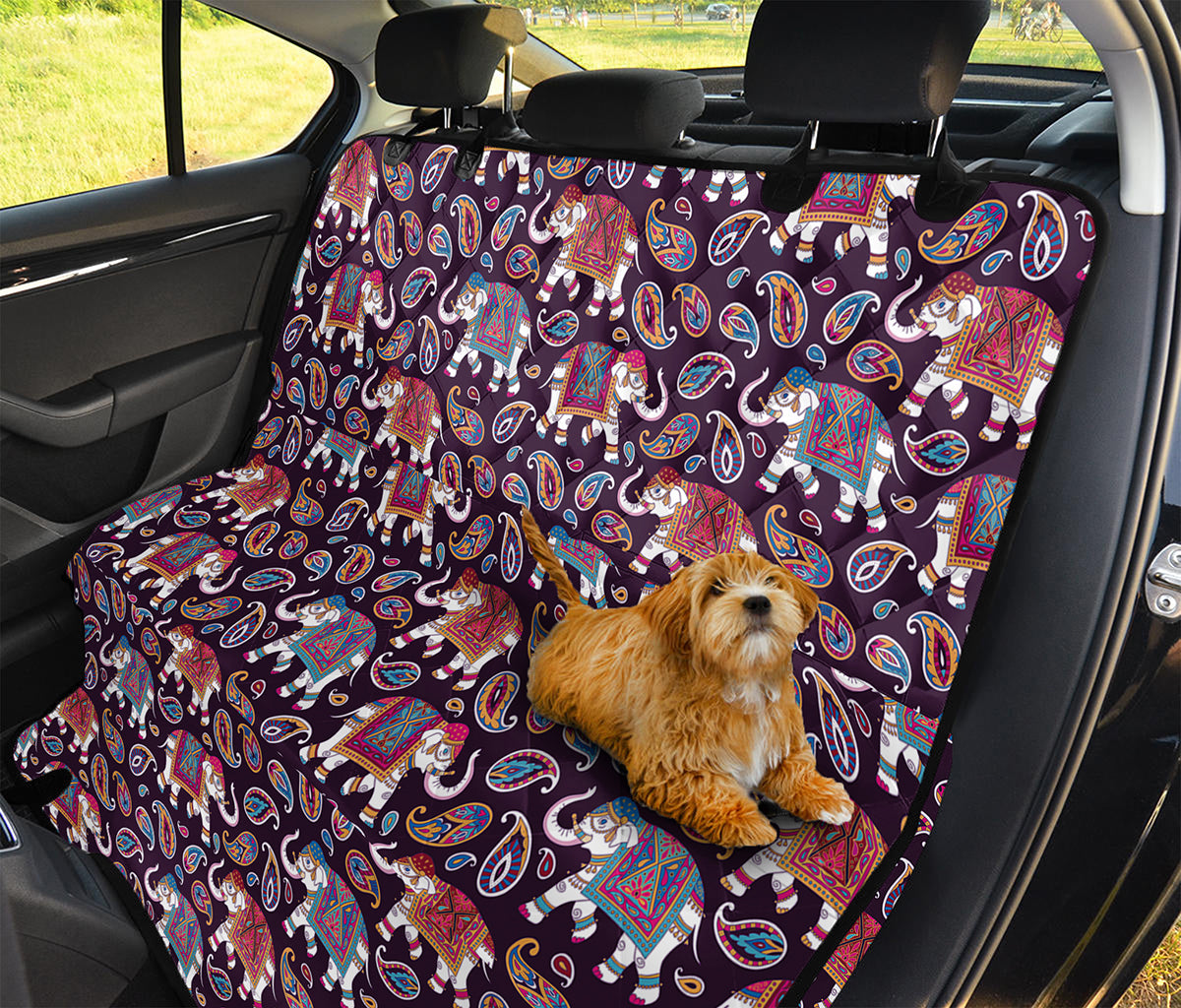 Vintage Indian Elephant Pattern Print Pet Car Back Seat Cover