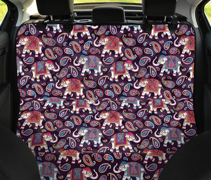 Vintage Indian Elephant Pattern Print Pet Car Back Seat Cover