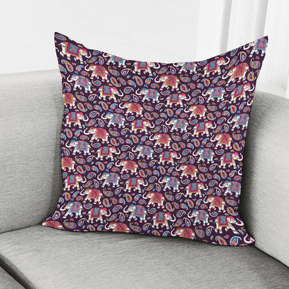 Vintage Indian Elephant Pattern Print Pillow Cover