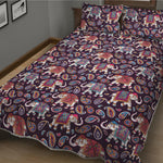 Vintage Indian Elephant Pattern Print Quilt Bed Set