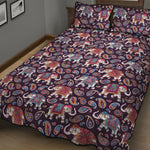 Vintage Indian Elephant Pattern Print Quilt Bed Set