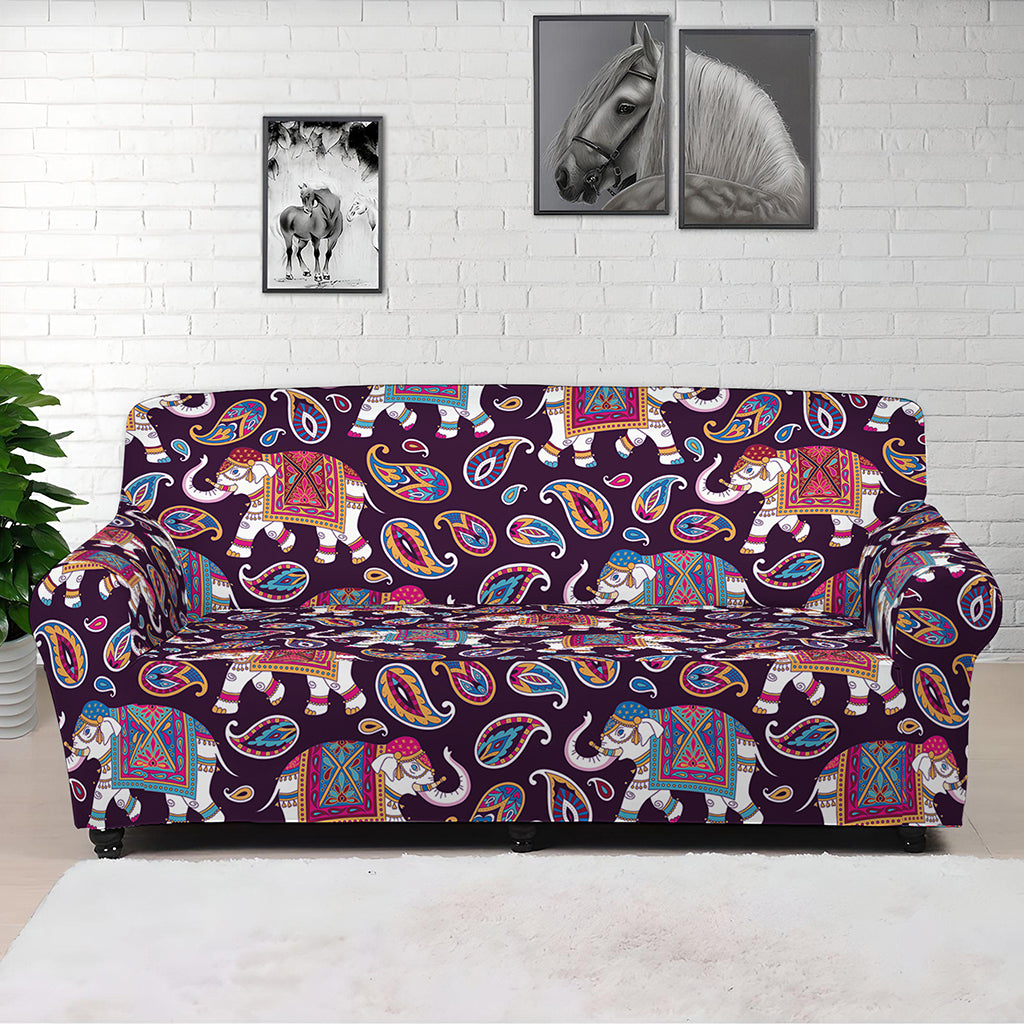 Vintage Indian Elephant Pattern Print Sofa Cover